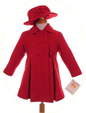 Girls winter coat, dress and hat