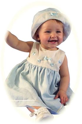 Baby's linen dress and hat