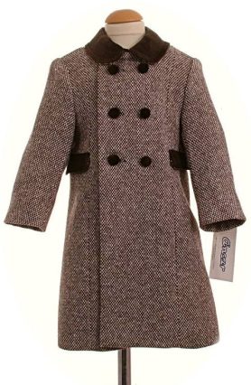 Childs traditional coat in chocolate check