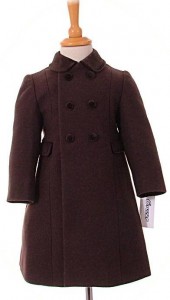 Child's 100% wool coat in chocolate tweed