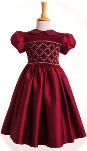 Child's smocked silk party dress