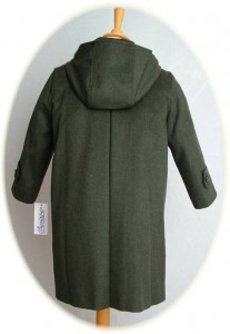 Child's traditional green Loden coat back view