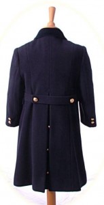 Child's traditional coat with brass buttons back view