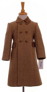 Child's 100% wool coat in camel tweed