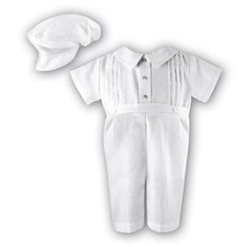 Baby boy's white romper and cap