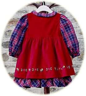 Little girl's dress with velvet overdress back view