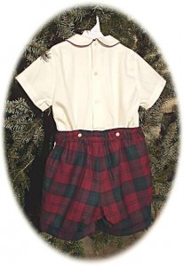 Little boy's tartan shorts and top back view