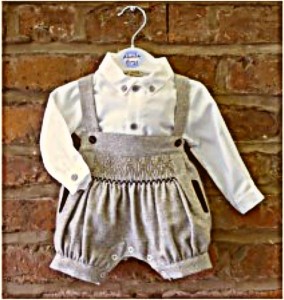 Baby boy's smocked romper suit